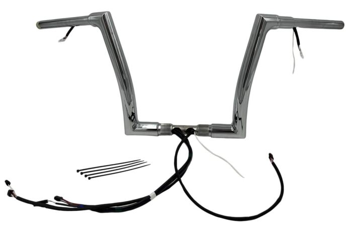 EZ Install Wired Handlebars 1-1/2" Flat Top 12" Chrome