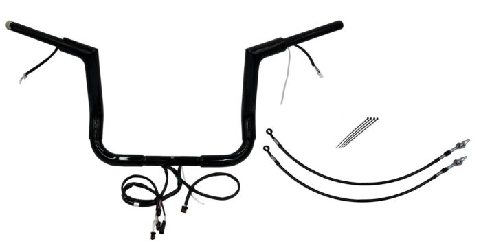 EZ Install Wired Handlebars 1-1/2" Flat Top 12" Black