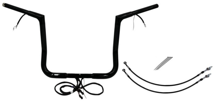 EZ Install Wired Handlebars 1-1/4" Flat Top 14" Black