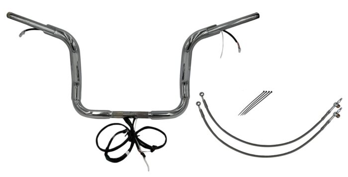EZ Install Wired Handlebars 1-1/2" Round Top 12" Chrome