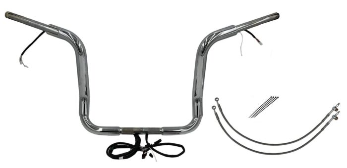 EZ Install Wired Handlebars 1-1/2" Round Top 14" Chrome