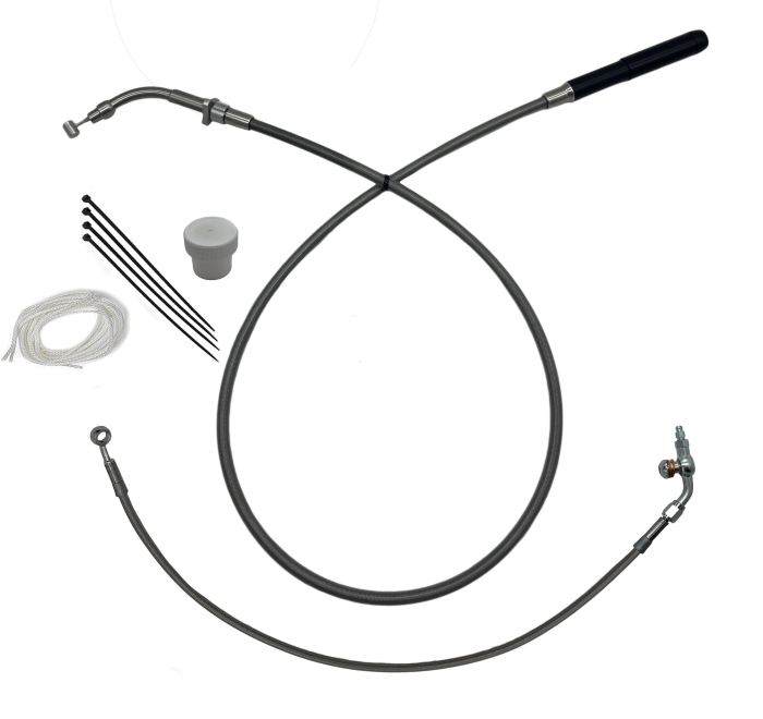 Stainless Braided EZ Install Kit For 14" Handlebars (New Upper Clutch Cable Included)