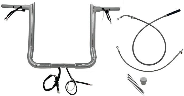 EZ Install Wired Handlebars 1-1/2" Pointed Top 16" Chrome