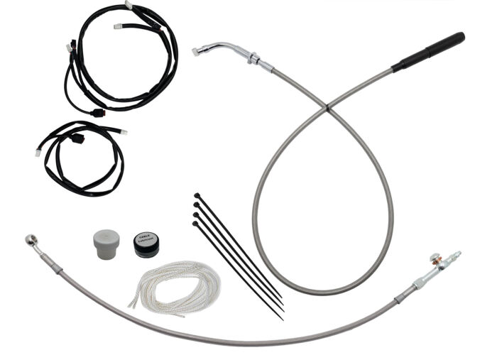 Chrome EZ Install Kit for 14" Handlebars (Brake Line Extension Included)