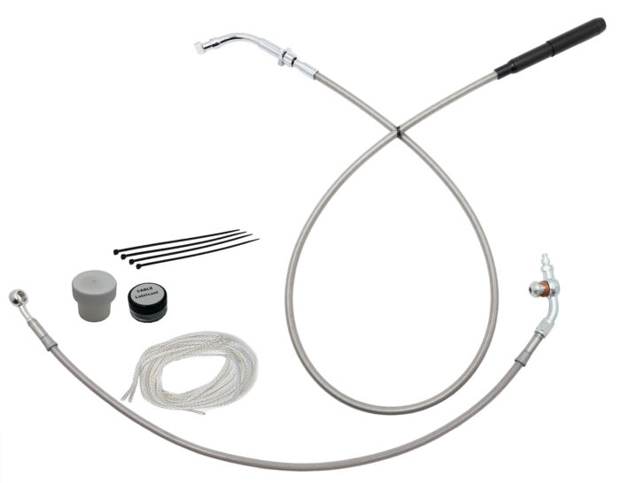 Chrome EZ Install Kit For 14" Handlebars (Brake Line Extension Included)