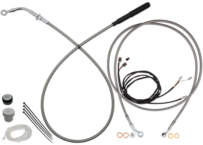 Chrome EZ Install Kit for 13"-14" Handlebars (Full Length Brake Line Included)