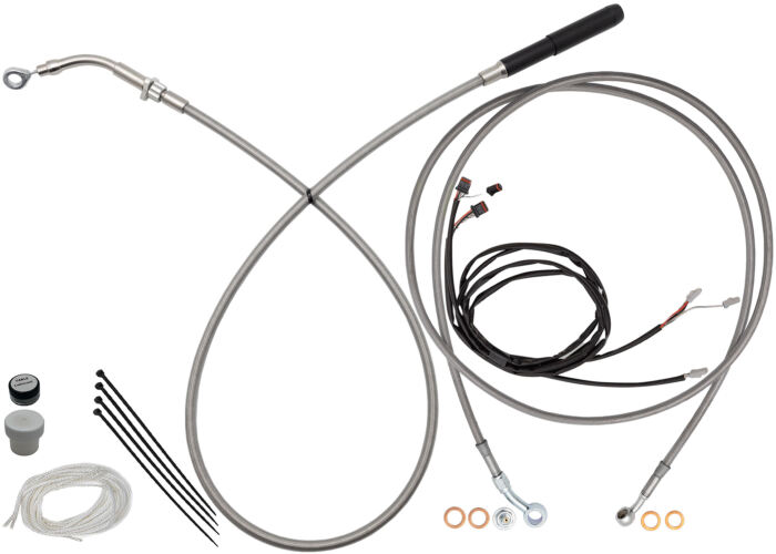 Stainless Braided EZ Install Kit for 13"-14" Handlebars (Full Length Brake Line Included)