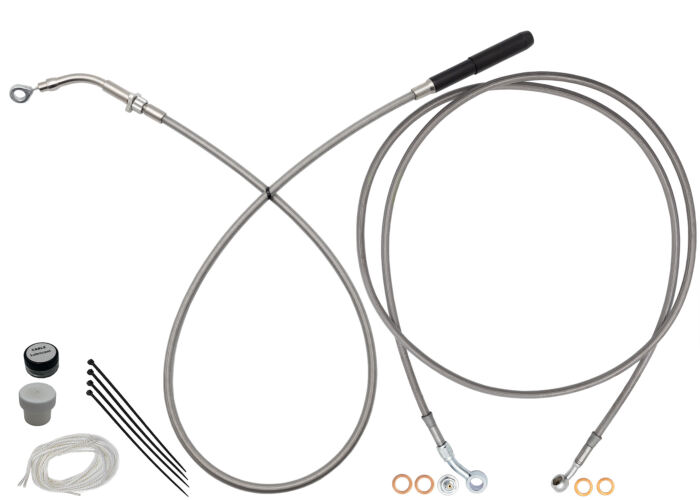 Stainless Braided EZ Install Kit for 14" Handlebars (Full Length Brake Line Included)
