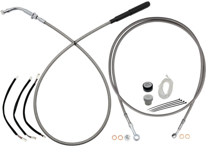 Chrome EZ Install Kit for 12" Handlebars (Full Length Brake Line Included)