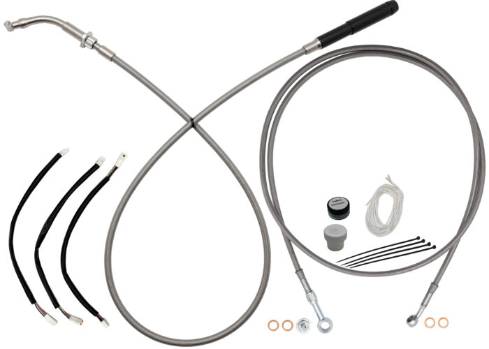 Stainless Braided EZ Install Kit for 10" Handlebars (Full Length Brake Line Included)