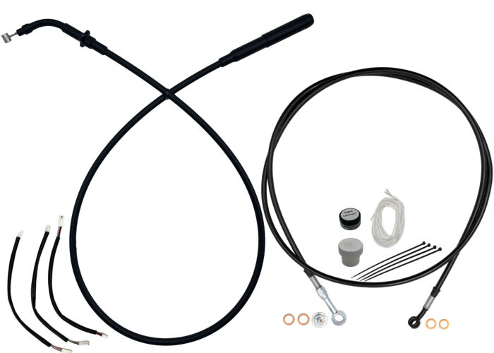 Black Braided EZ Install Kit for 11" Handlebars (Full Length Brake Line Included)