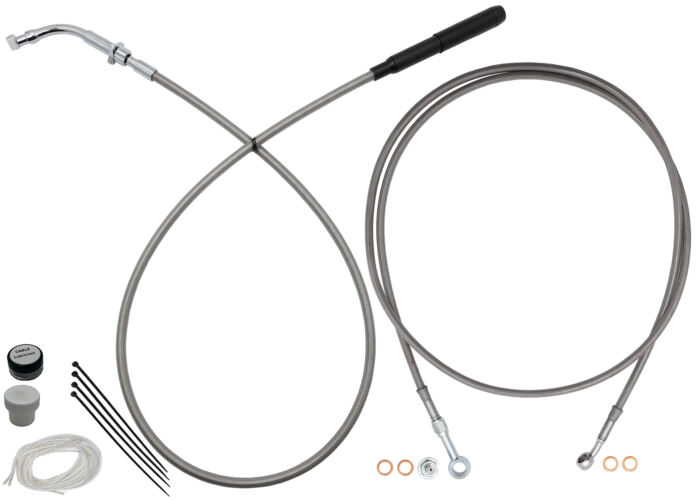 Chrome EZ Install Kit For 14" Handlebars (Full Length Brake Line Included)
