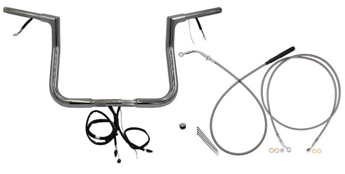 EZ Install Wired Handlebars 1-1/4" Flat Top 11" Reduced Reach Chrome
