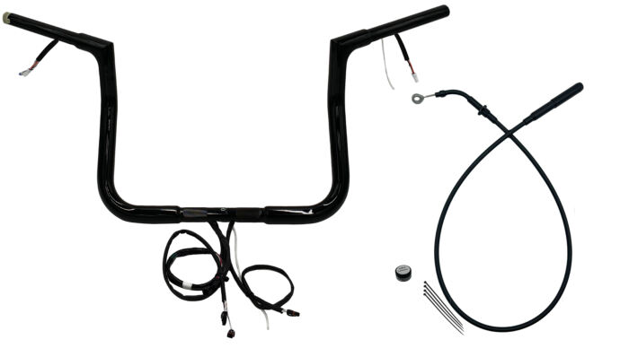 EZ Install Wired Handlebars 1-1/4" Flat Top 11" Reduced Reach Black